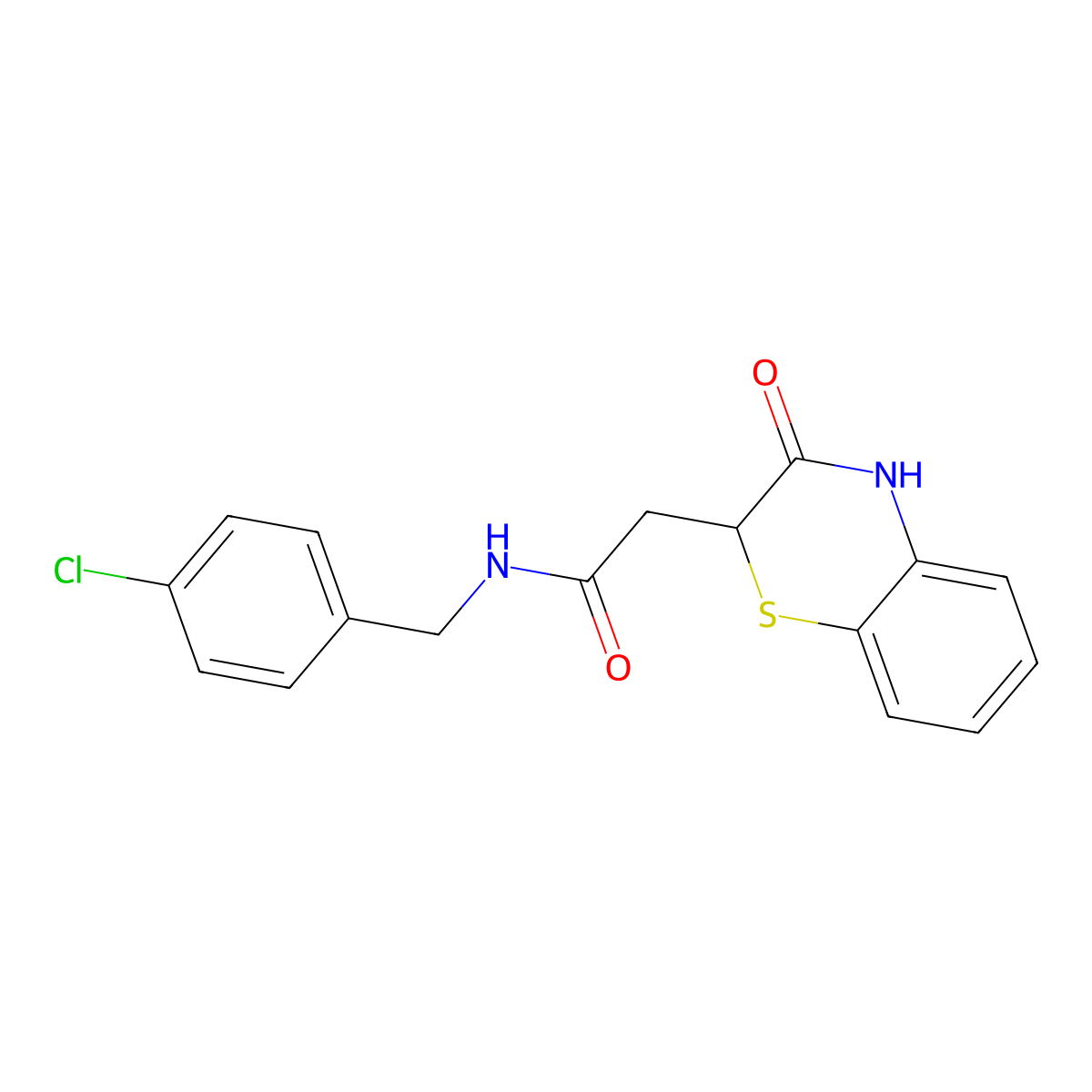 N-(4-chlorobenzyl)-2-(3-oxo-3,4-dihydro-2H-1,4-benzothiazin-2-yl)acetamide molecular structure, CAS 860611-82-1