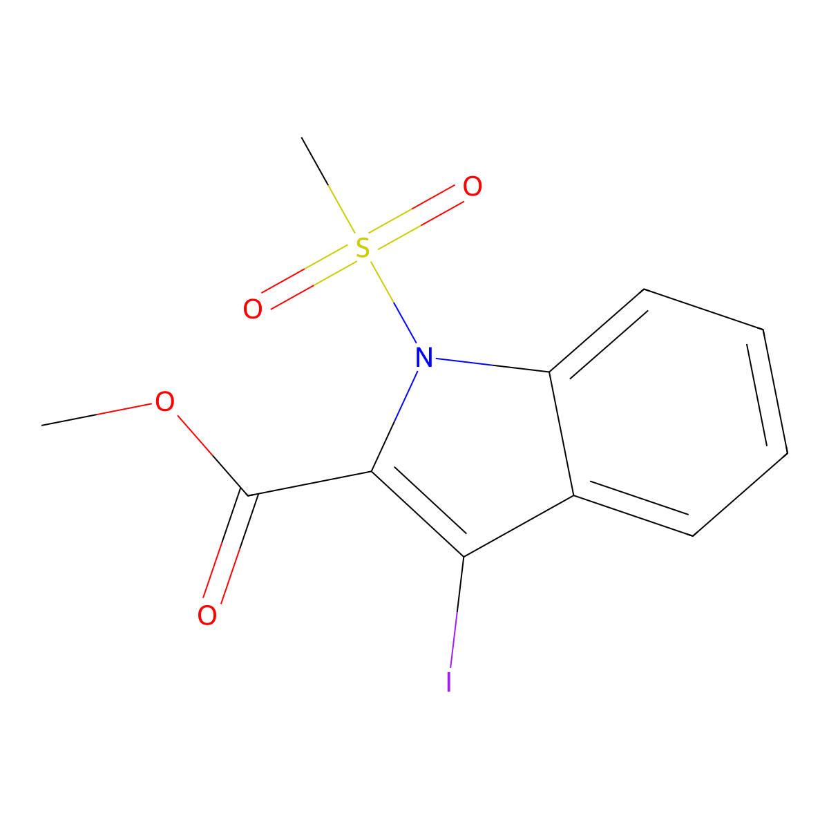 methyl 3-iodo-1-(methylsulfonyl)-1H-indole-2-carboxylate molecular structure, CAS 860611-85-4