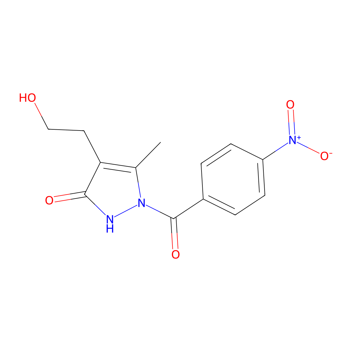 4-(2-hydroxyethyl)-5-methyl-1-(4-nitrobenzoyl)-1,2-dihydro-3H-pyrazol-3-one molecular structure, CAS 860611-87-6