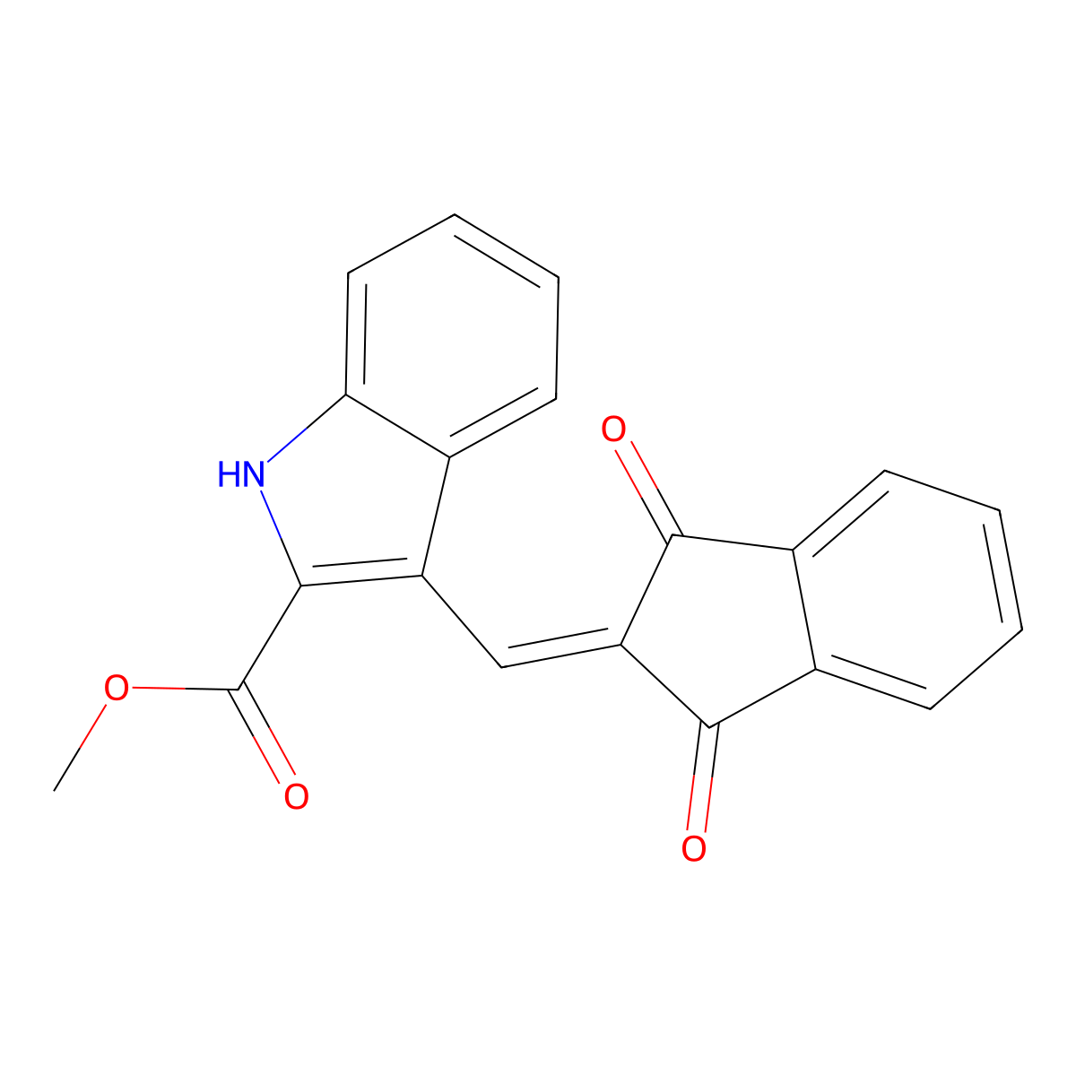 methyl 3-[(1,3-dioxo-1,3-dihydro-2H-inden-2-yliden)methyl]-1H-indole-2-carboxylate molecular structure, CAS 860611-90-1