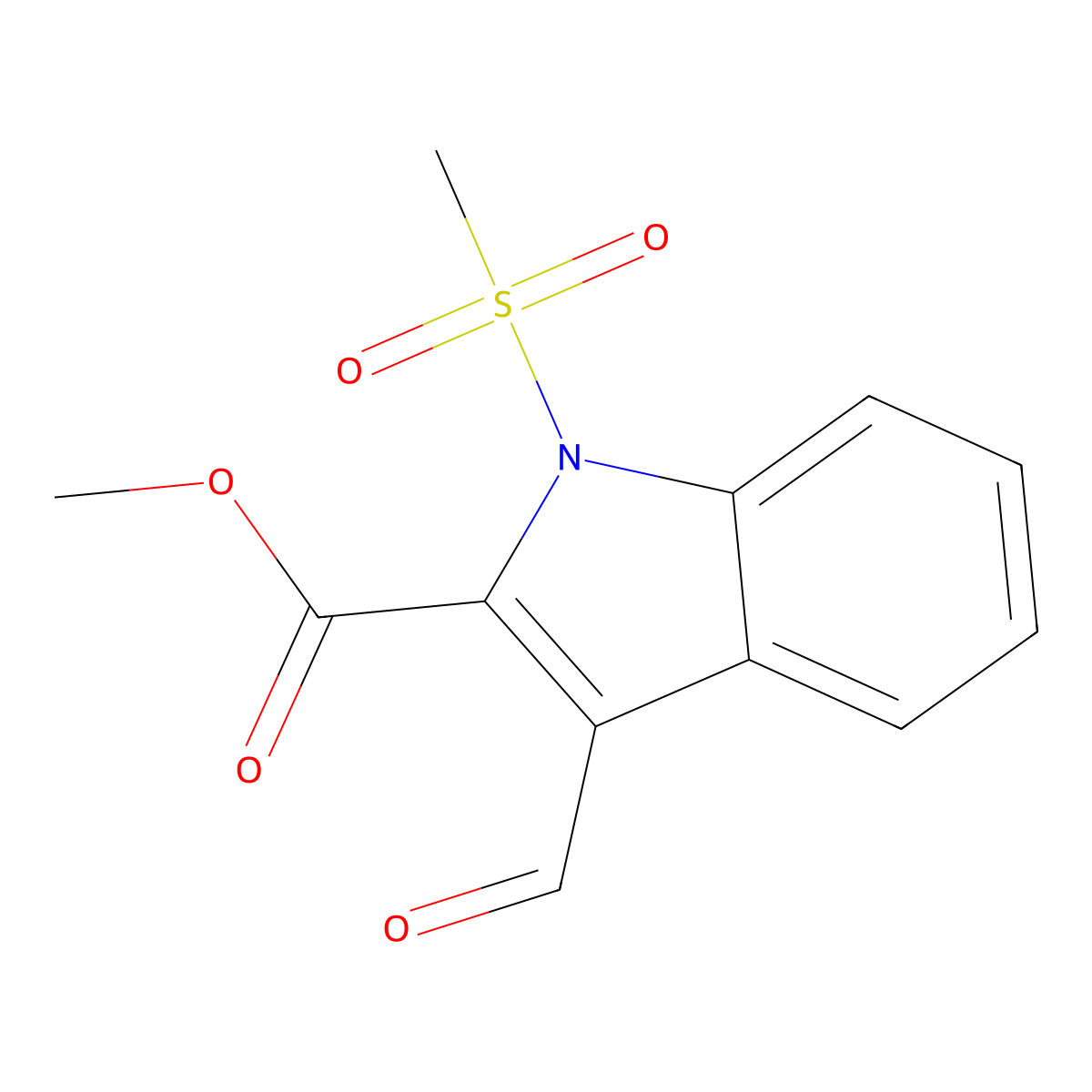 methyl 3-formyl-1-(methylsulfonyl)-1H-indole-2-carboxylate molecular structure, CAS 860611-92-3