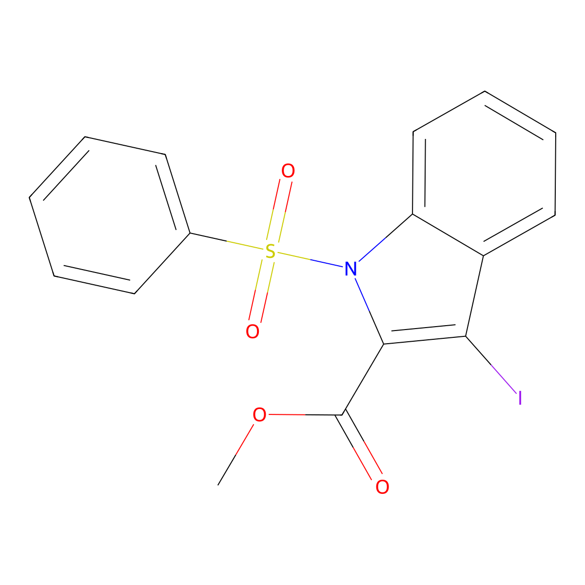 methyl 3-iodo-1-(phenylsulfonyl)-1H-indole-2-carboxylate molecular structure, CAS 860611-94-5