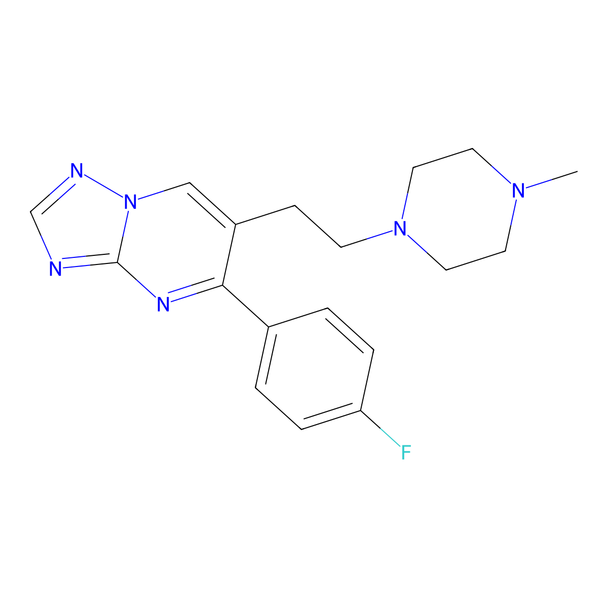 5-(4-Fluorophenyl)-6-[2-(4-methylpiperazino)ethyl][1,2,4]triazolo[1,5-a]pyrimidine molecular structure, CAS 860612-13-1