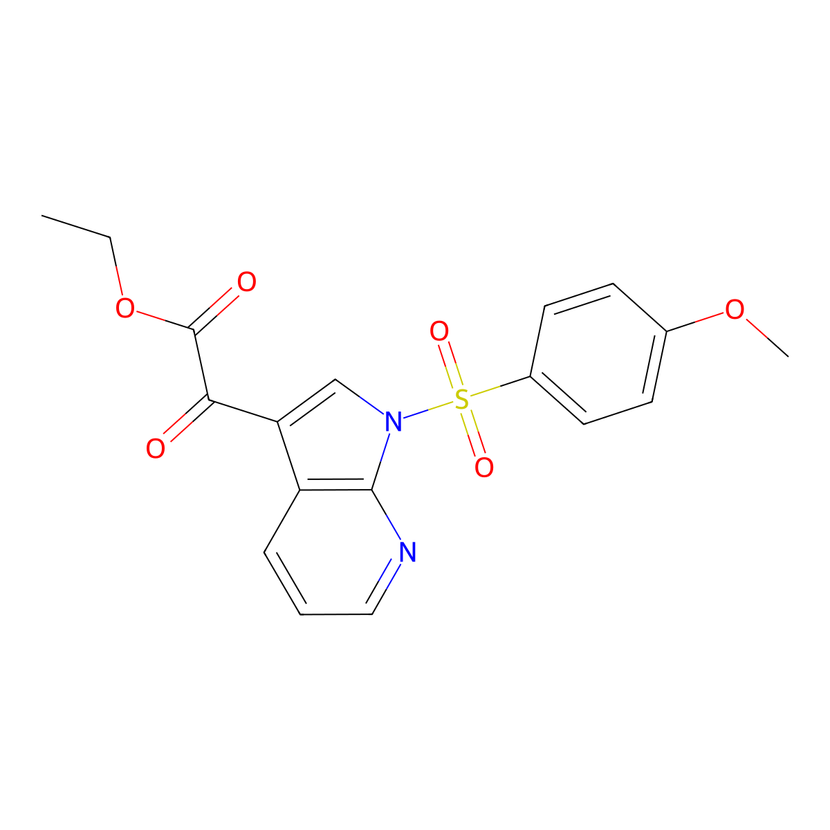 Ethyl 2-(1-[(4-methoxyphenyl)sulfonyl]-1H-pyrrolo[2,3-B]pyridin-3-YL)-2-oxoacetate molecular structure, CAS 860612-17-5