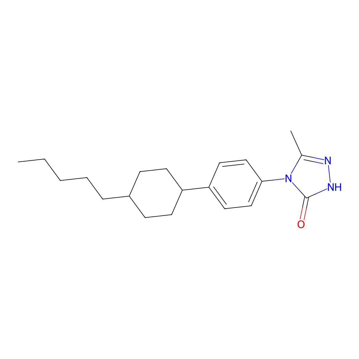 5-methyl-4-[4-(4-pentylcyclohexyl)phenyl]-2,4-dihydro-3H-1,2,4-triazol-3-one molecular structure, CAS 860612-18-6