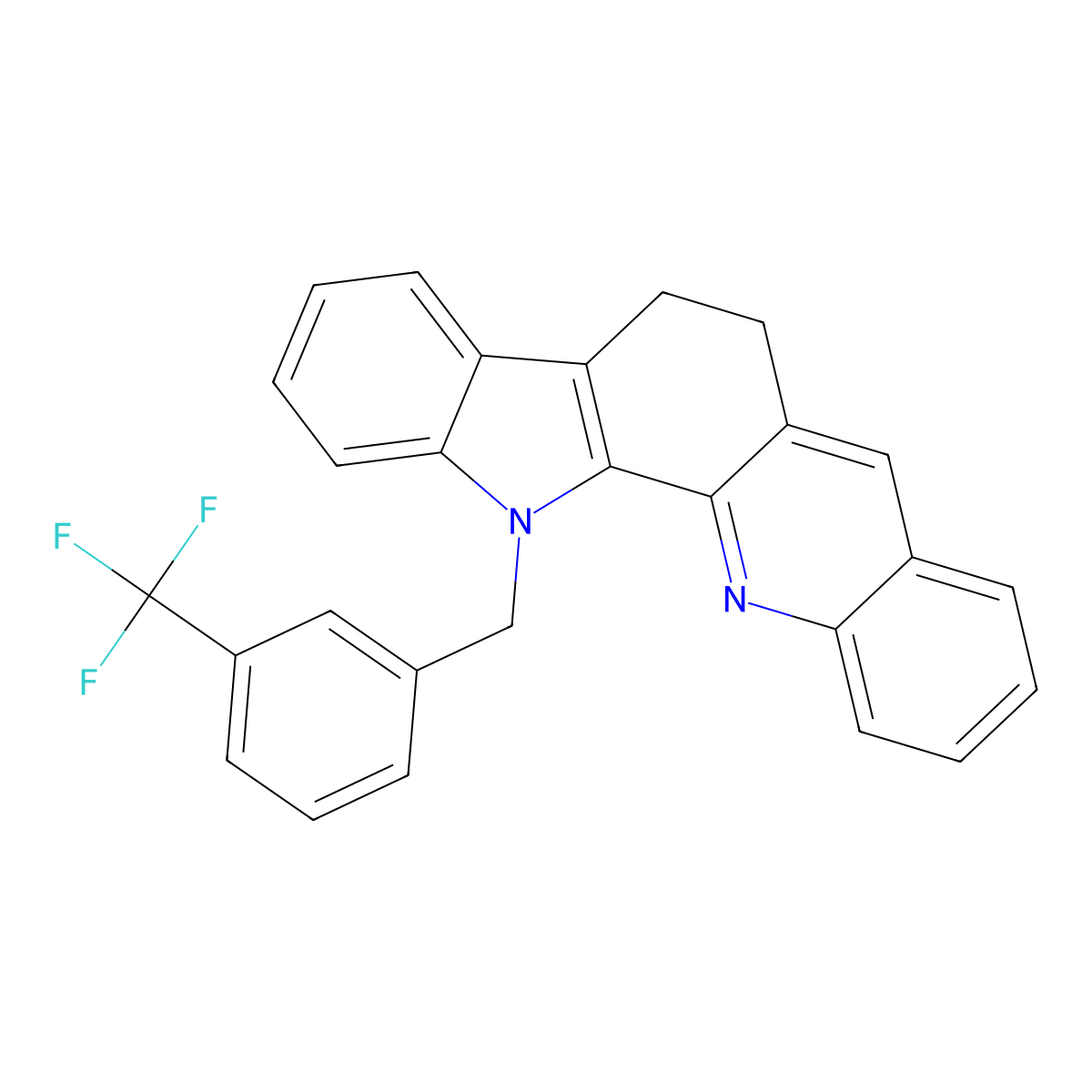 13-[3-(trifluoromethyl)benzyl]-6,13-dihydro-5H-indolo[3,2-c]acridine molecular structure, CAS 860612-28-8