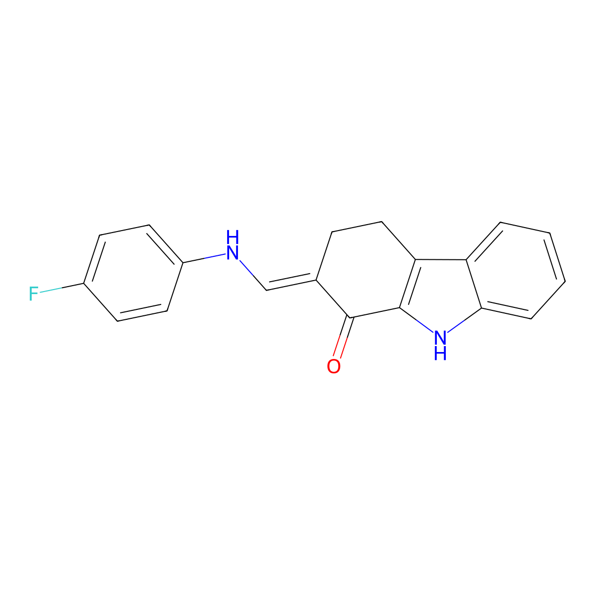 (2E)-2-[(4-fluoroanilino)methylidene]-4,9-dihydro-3H-carbazol-1-one molecular structure, CAS 860612-38-0