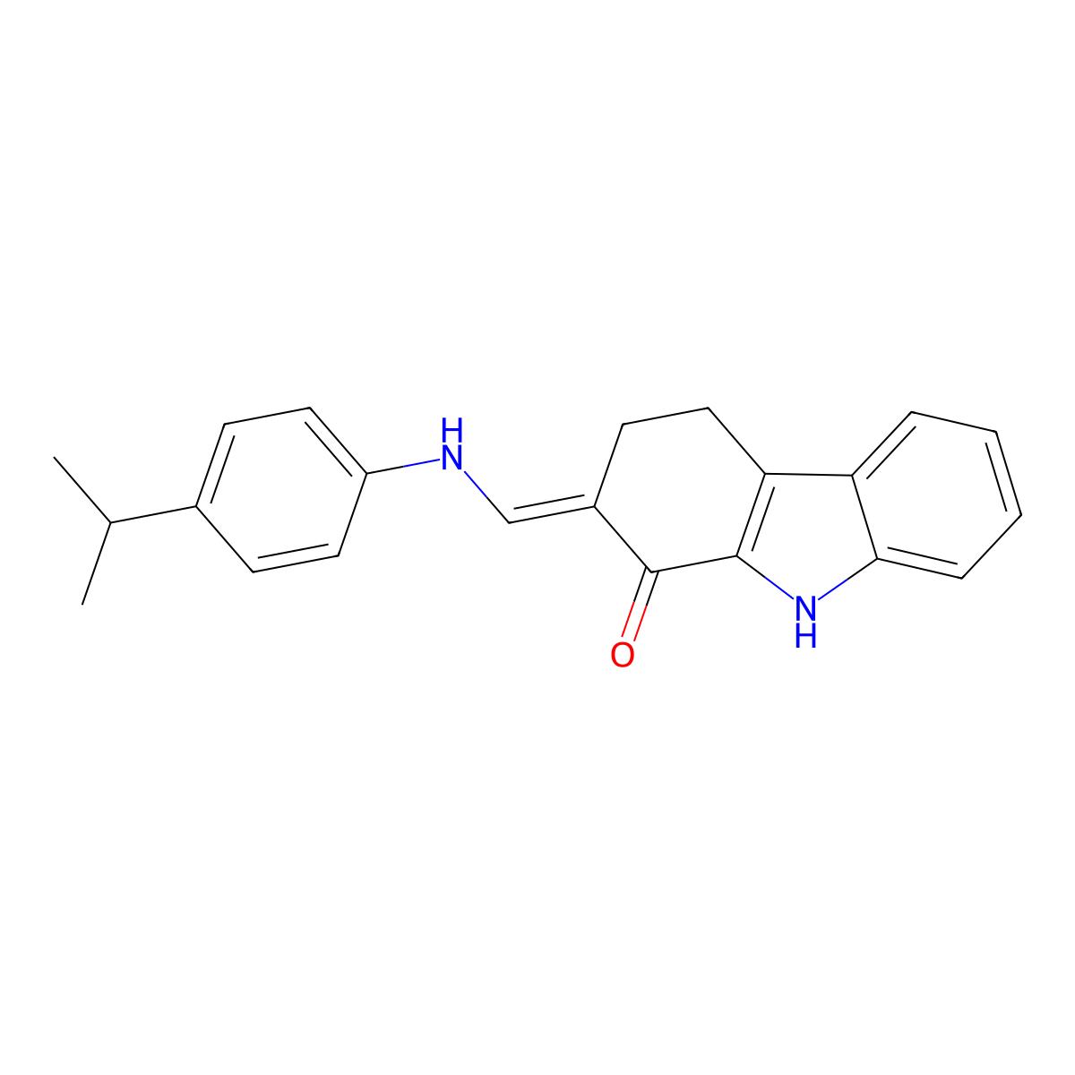 (2E)-2-[(4-propan-2-ylanilino)methylidene]-4,9-dihydro-3H-carbazol-1-one molecular structure, CAS 860612-39-1