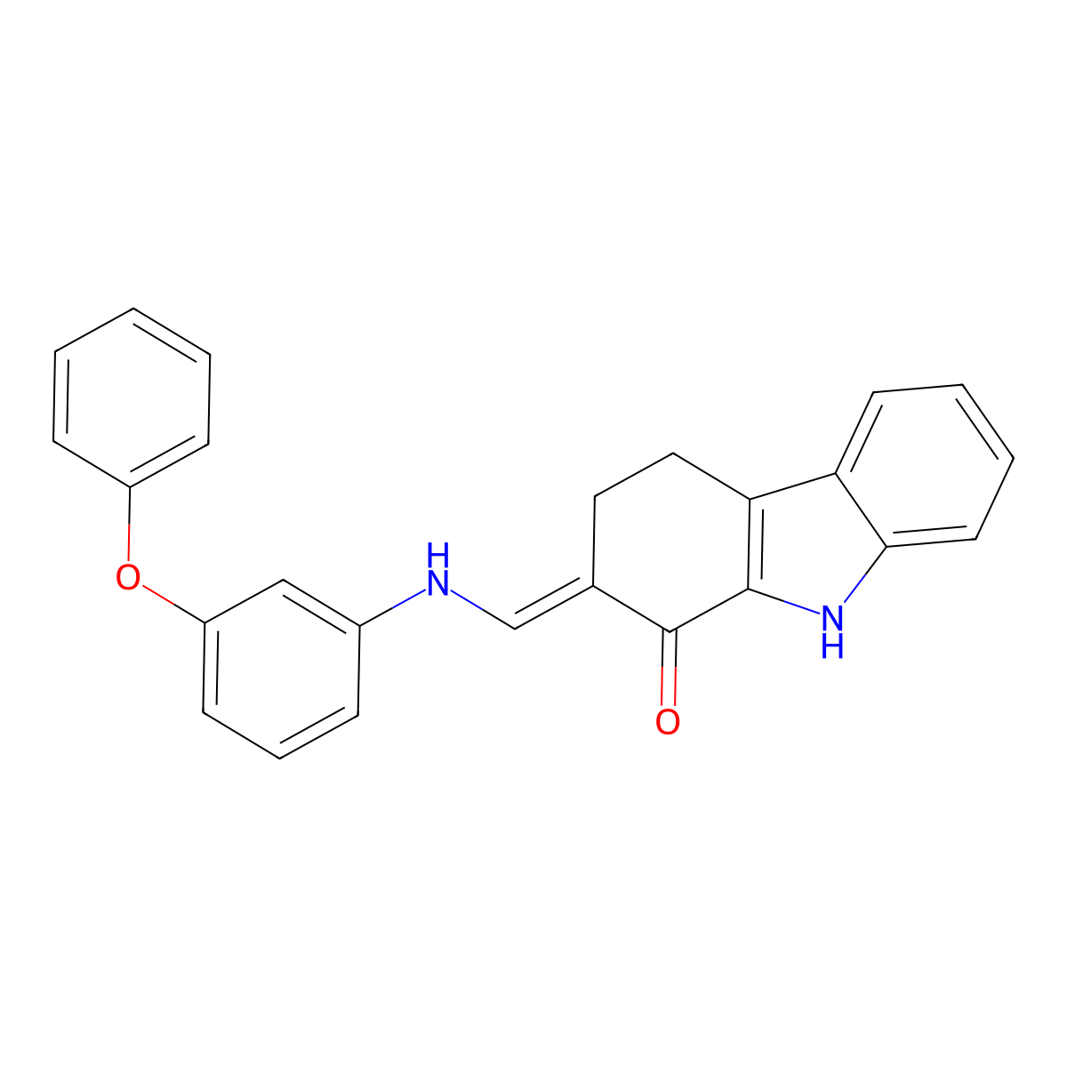 2-[(E)-(3-phenoxyanilino)methylidene]-2,3,4,9-tetrahydro-1H-carbazol-1-one molecular structure, CAS 860612-40-4