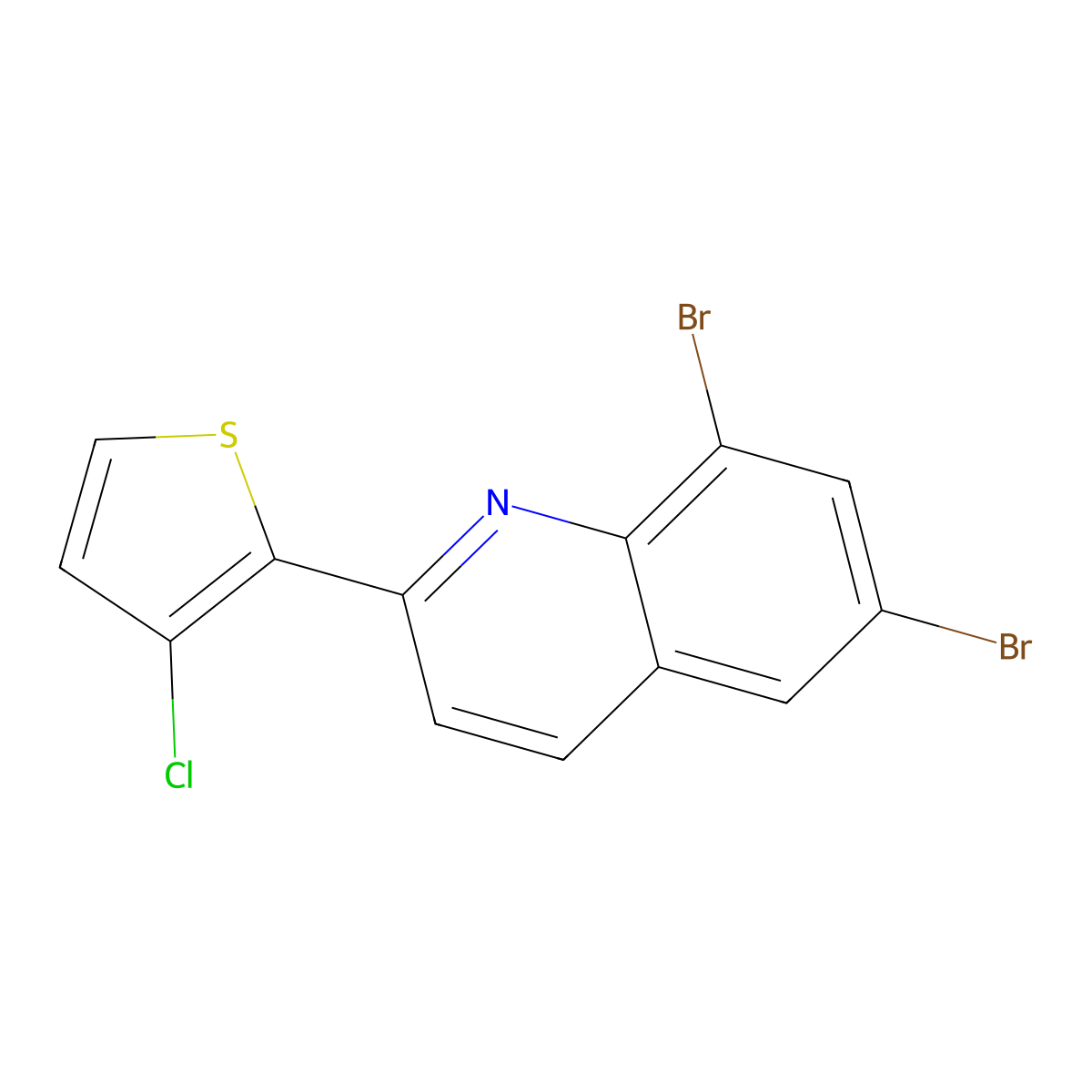 6,8-Dibromo-2-(3-chlorothiophen-2-yl)quinoline molecular structure, CAS 860612-42-6