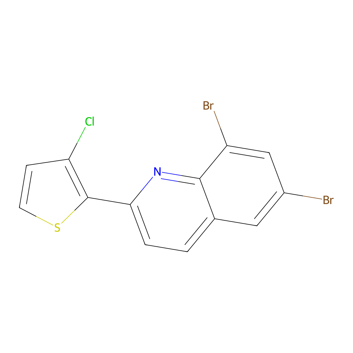 6,8-Dibromo-2-(3-chlorothiophen-2-yl)quinoline molecular structure, CAS 860612-42-6