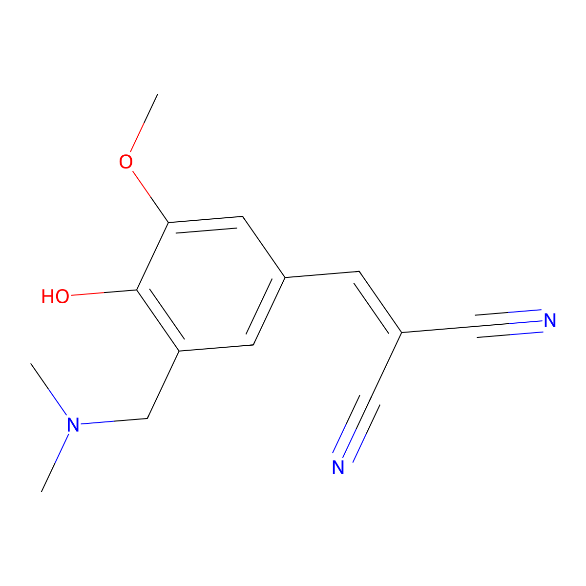 2-({3-[(Dimethylamino)methyl]-4-hydroxy-5-methoxyphenyl}methylene)malononitrile molecular structure, CAS 860612-44-8