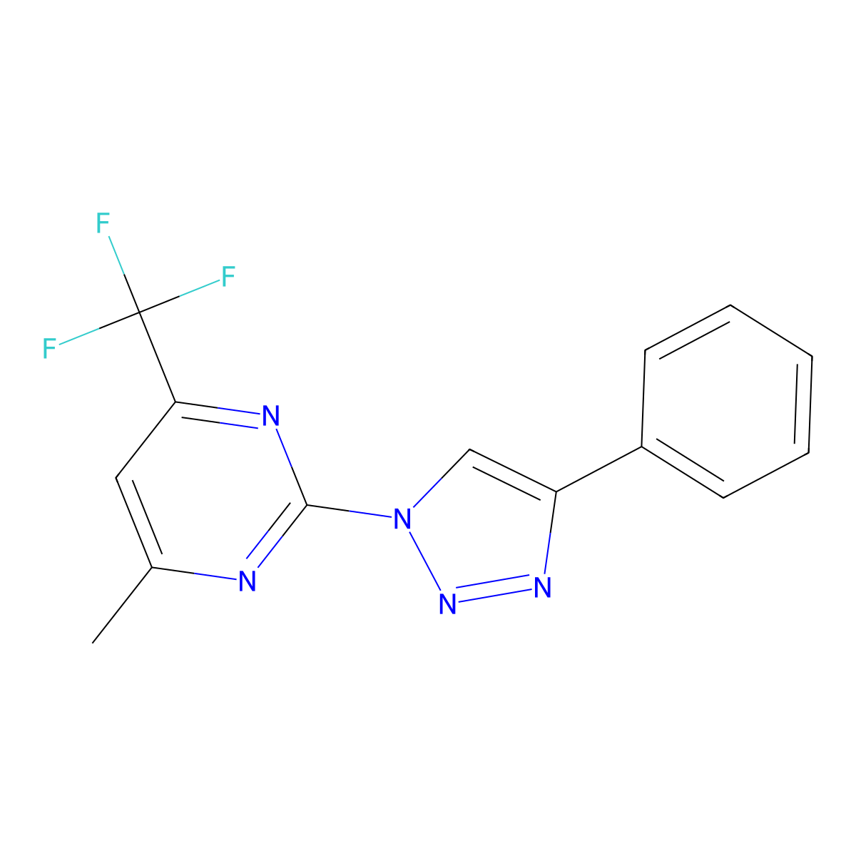 4-methyl-2-(4-phenyl-1H-1,2,3-triazol-1-yl)-6-(trifluoromethyl)pyrimidine molecular structure, CAS 860612-50-6
