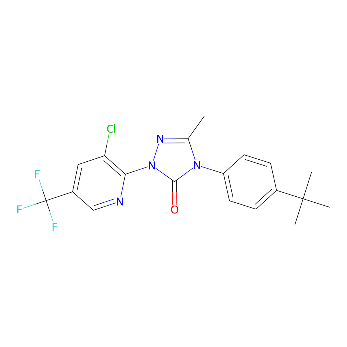 4-[4-(tert-butyl)phenyl]-2-[3-chloro-5-(trifluoromethyl)-2-pyridinyl]-5-methyl-2,4-dihydro-3H-1,2,4-triazol-3-one molecular structure, CAS 860612-54-0