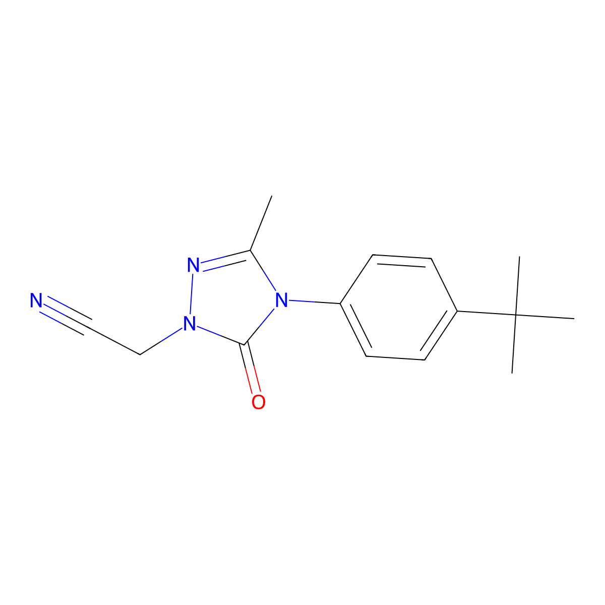 2-{4-[4-(tert-butyl)phenyl]-3-methyl-5-oxo-4,5-dihydro-1H-1,2,4-triazol-1-yl}acetonitrile molecular structure, CAS 860612-55-1