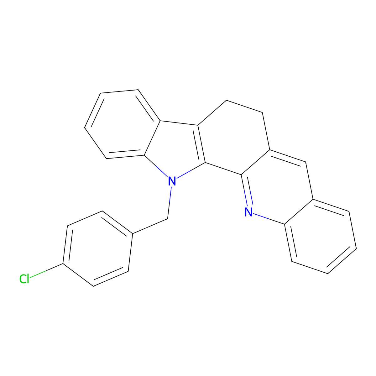 13-(4-chlorobenzyl)-6,13-dihydro-5H-indolo[3,2-c]acridine molecular structure, CAS 860612-57-3