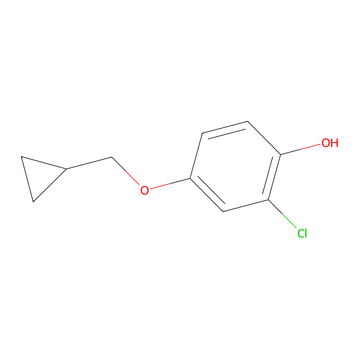 2-Chloro-4-(cyclopropylmethoxy)phenol molecular structure, CAS 860616-68-8