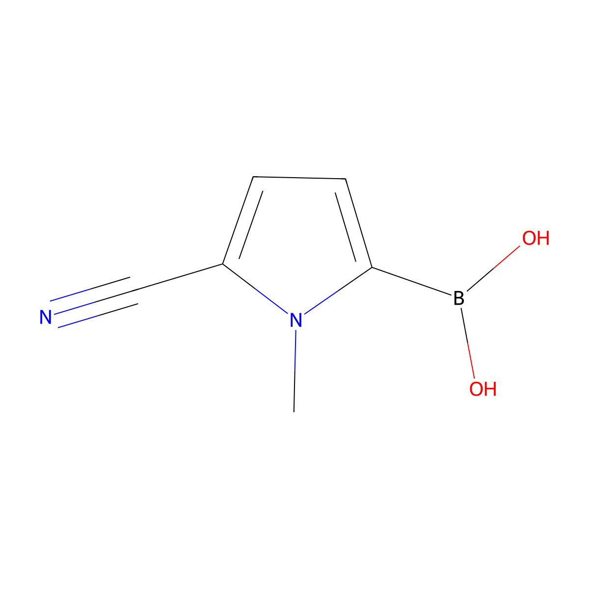 (5-cyano-1-methyl-1H-pyrrol-2-yl)boronic acid molecular structure, CAS 860617-71-6