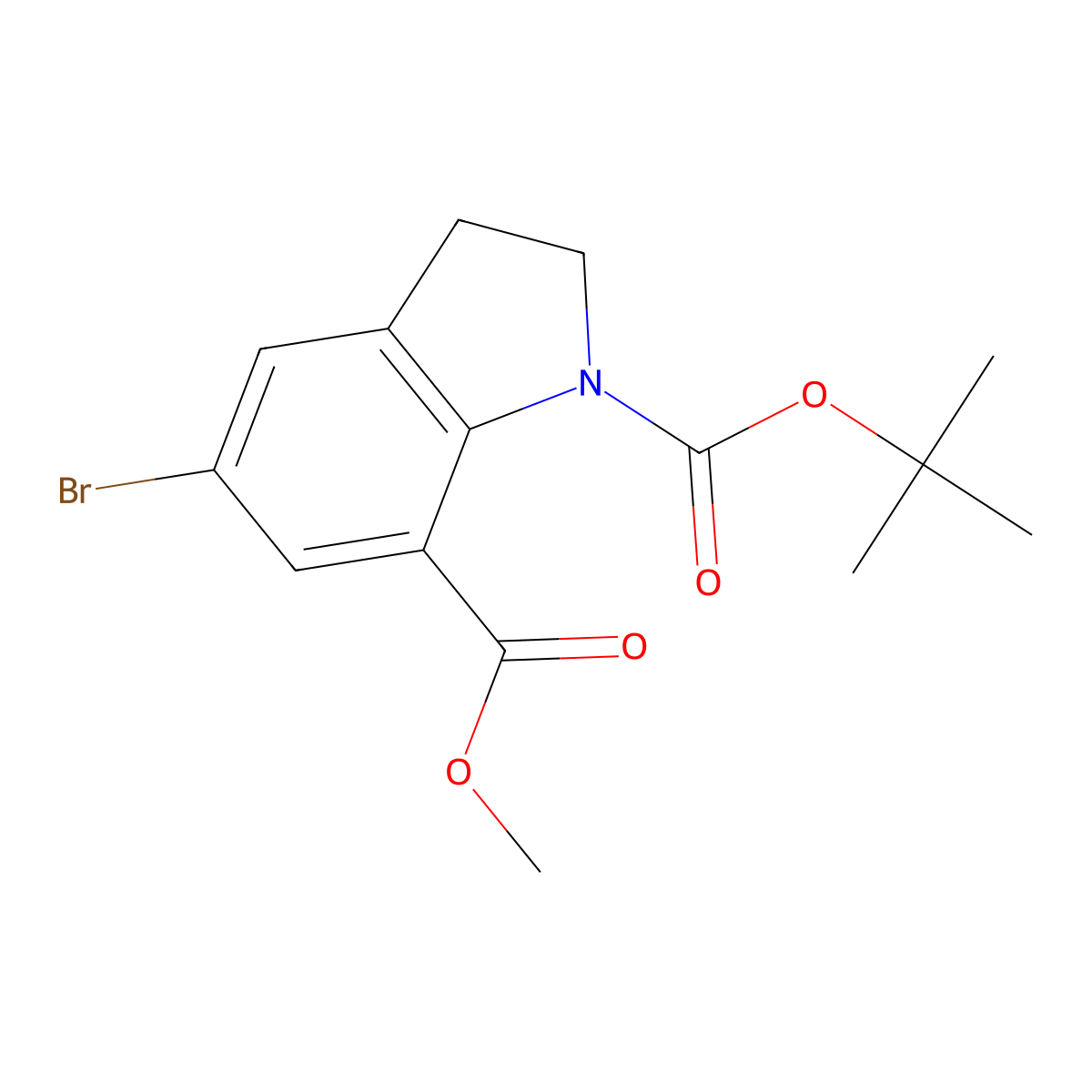 1-Tert-butyl 7-methyl 5-bromoindoline-1,7-dicarboxylate molecular structure, CAS 860624-87-9