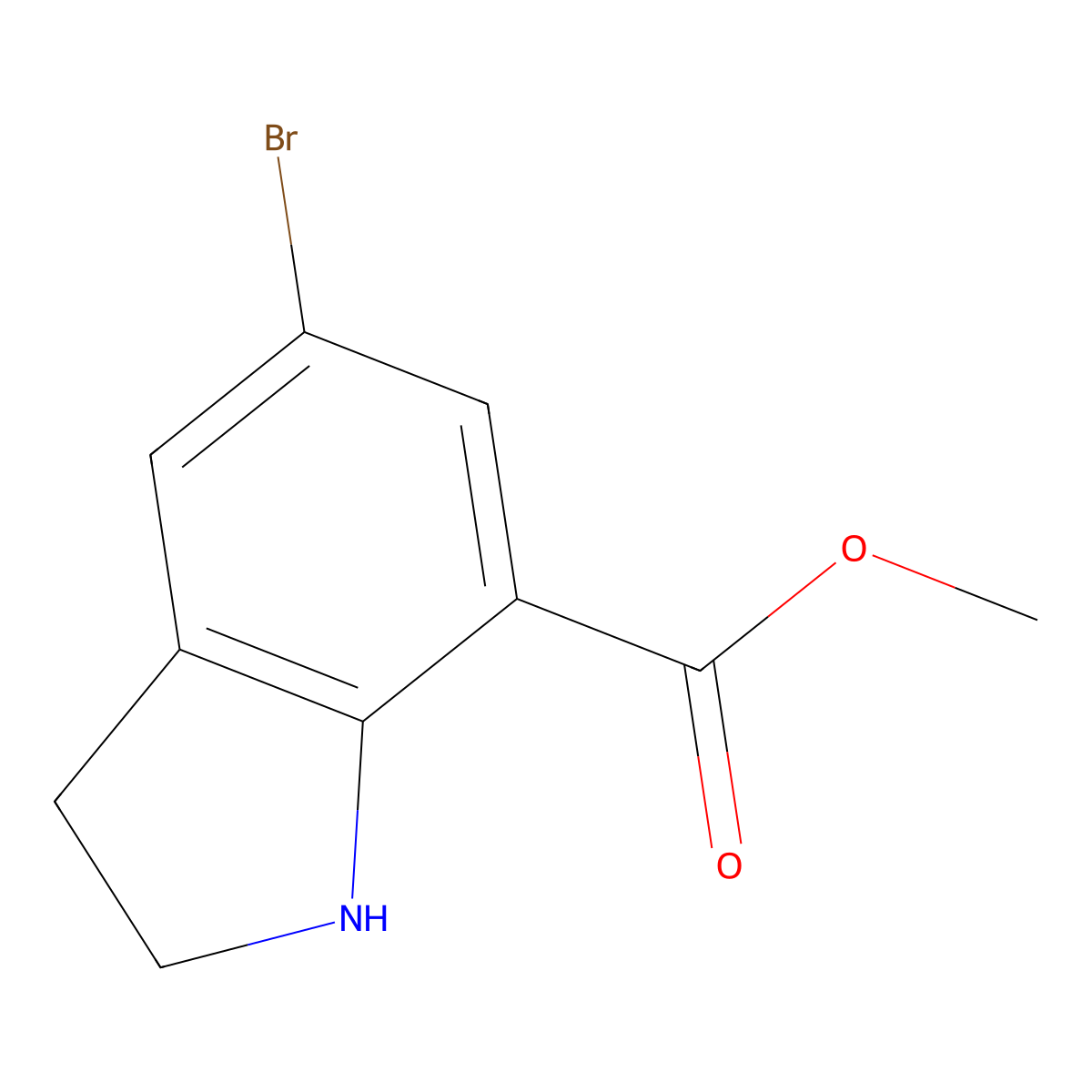 Methyl 5-bromoindoline-7-carboxylate molecular structure, CAS 860624-88-0