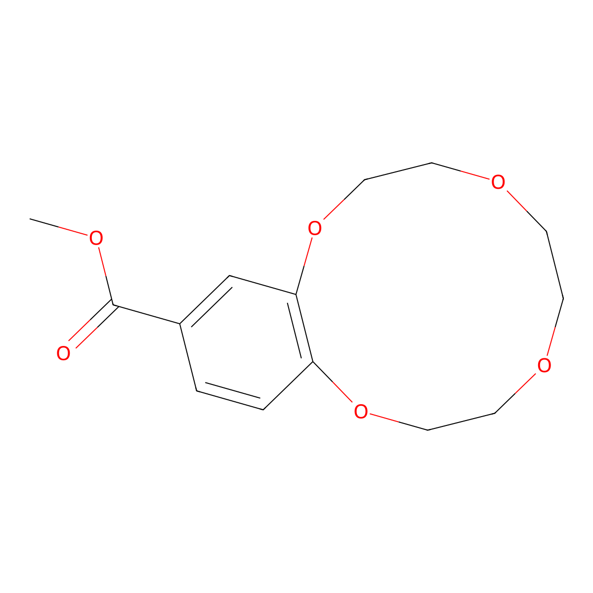 Methyl 2,3,5,6,8,9-hexahydro-1,4,7,10-benzotetraoxacyclododecin-12-carboxylate molecular structure, CAS 860630-18-8