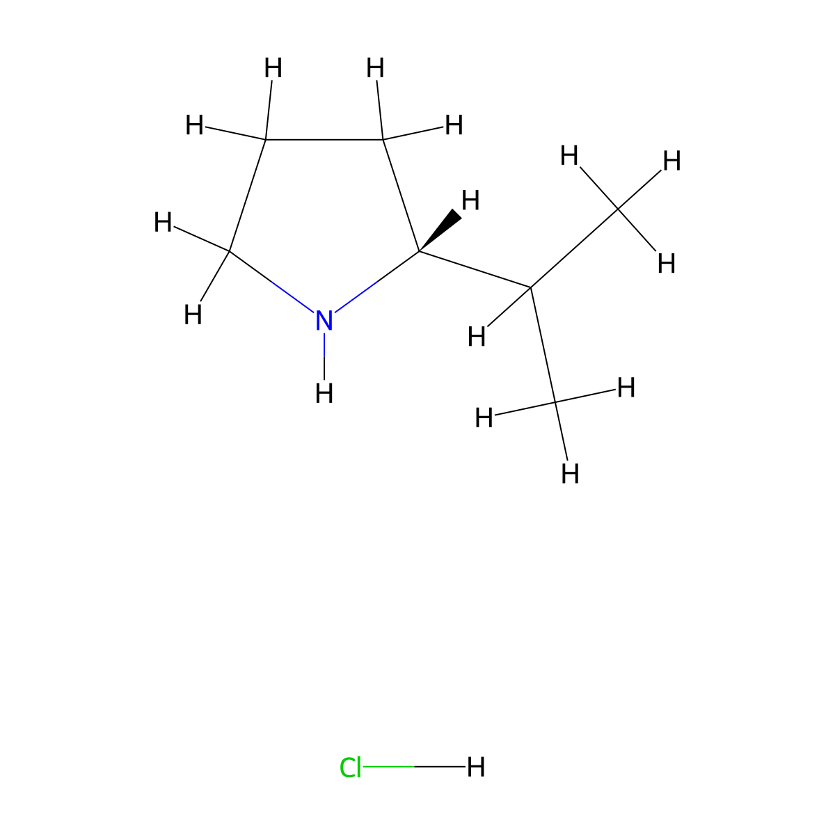 (2R)-2-(propan-2-yl)pyrrolidine hydrochloride molecular structure, CAS 860640-18-2