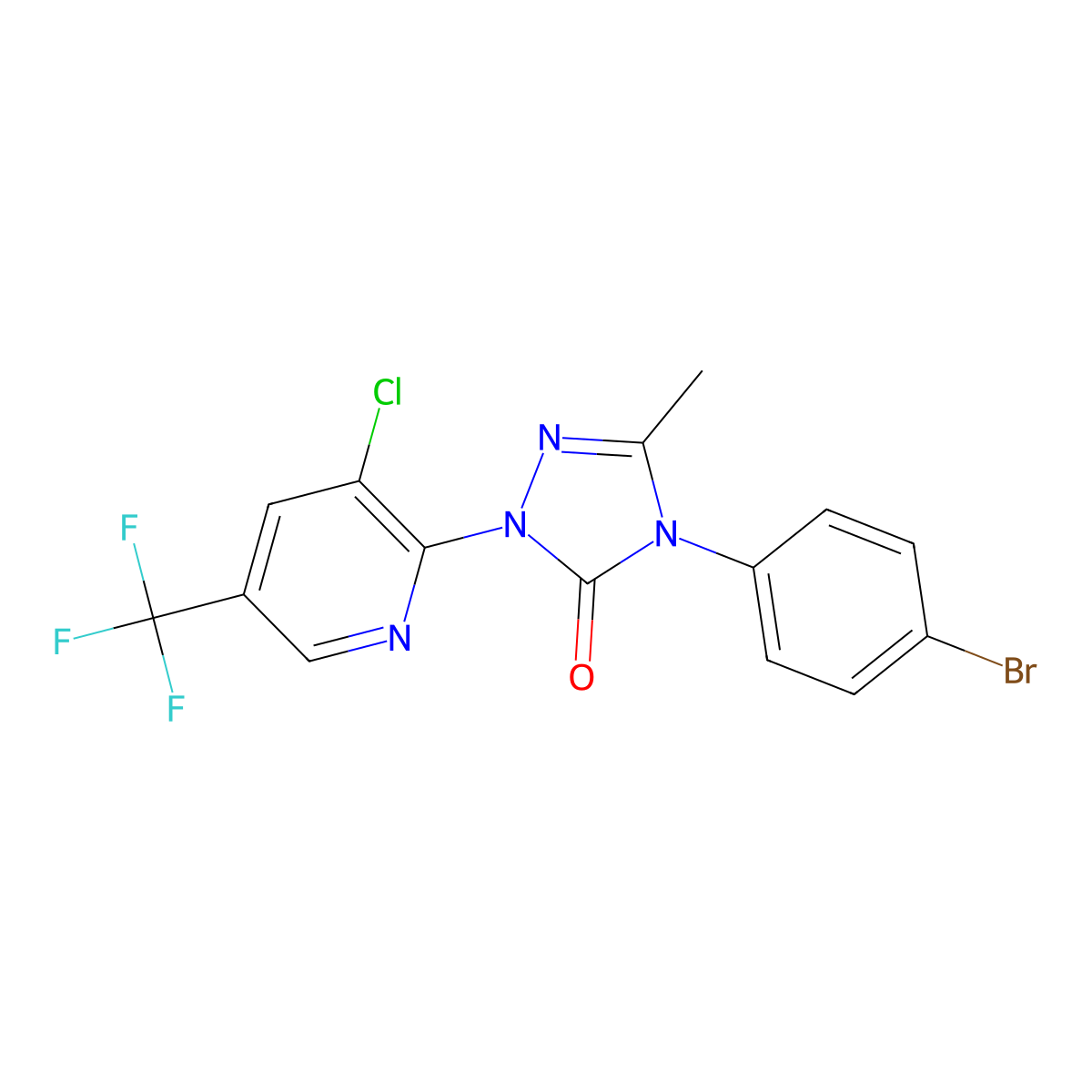 4-(4-Bromophenyl)-2-[3-chloro-5-(trifluoromethyl)pyridin-2-yl]-5-methyl-1,2,4-triazol-3-one molecular structure, CAS 860644-56-0
