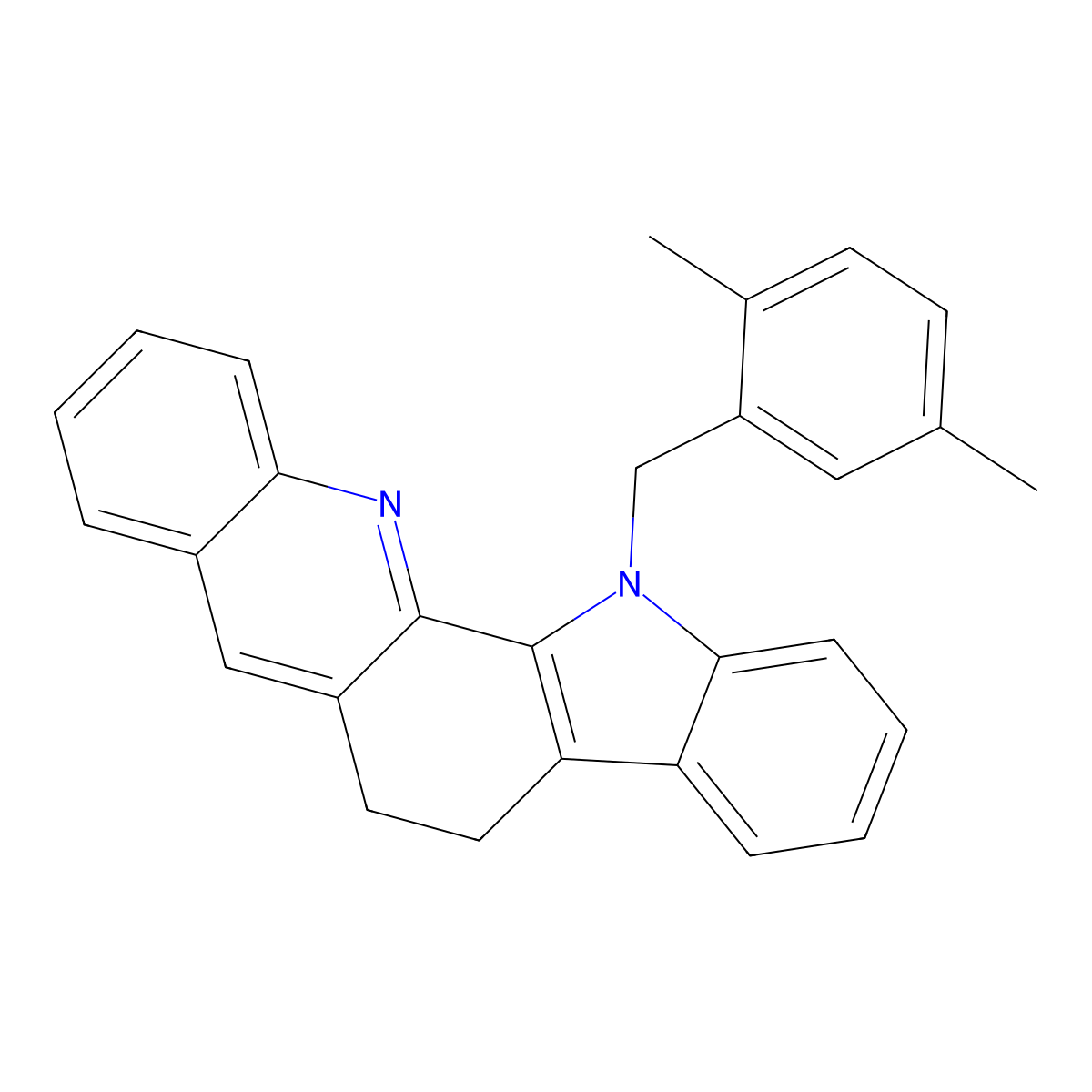 13-(2,5-dimethylbenzyl)-6,13-dihydro-5H-indolo[3,2-c]acridine molecular structure, CAS 860644-58-2