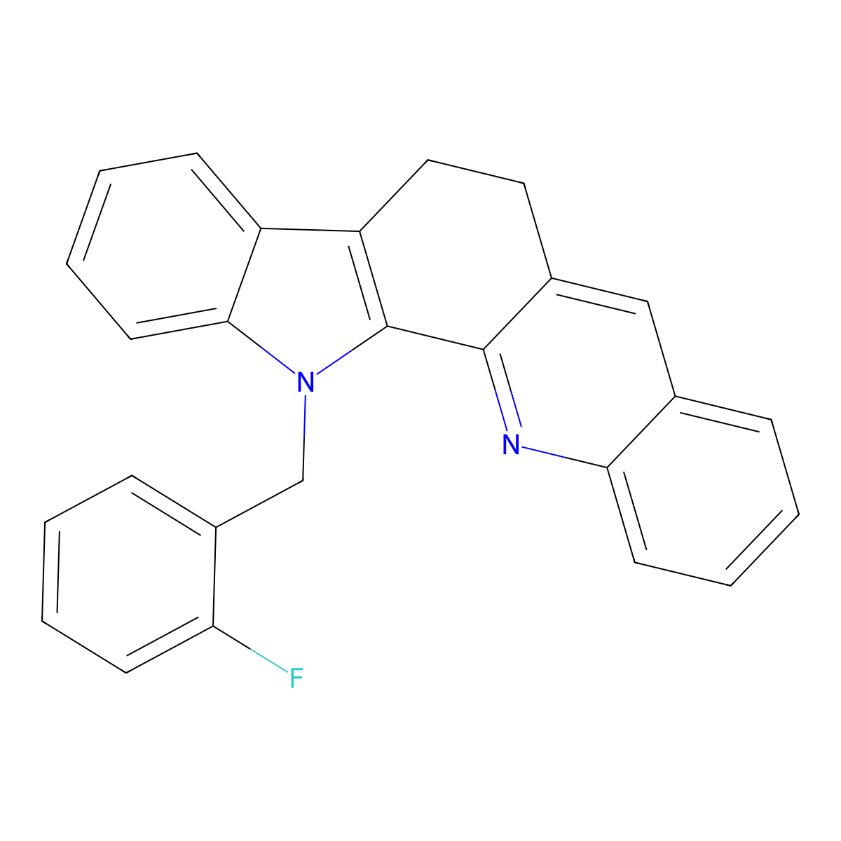 13-(2-fluorobenzyl)-6,13-dihydro-5H-indolo[3,2-c]acridine molecular structure, CAS 860644-59-3