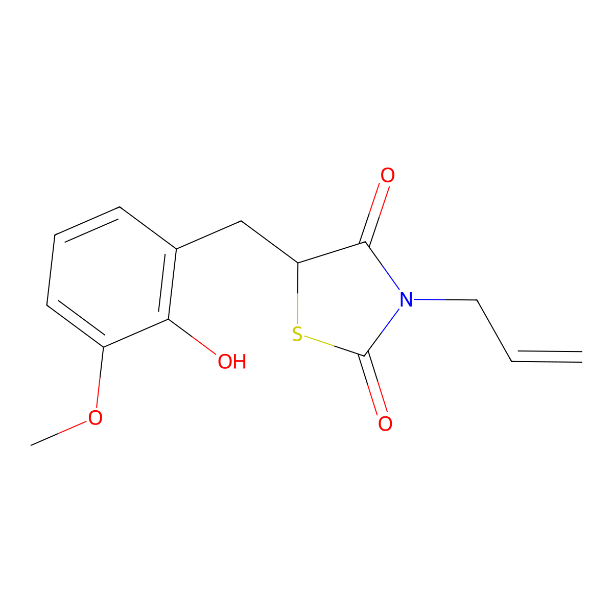 3-Allyl-5-(2-hydroxy-3-methoxybenzyl)-1,3-thiazolane-2,4-dione molecular structure, CAS 860644-68-4