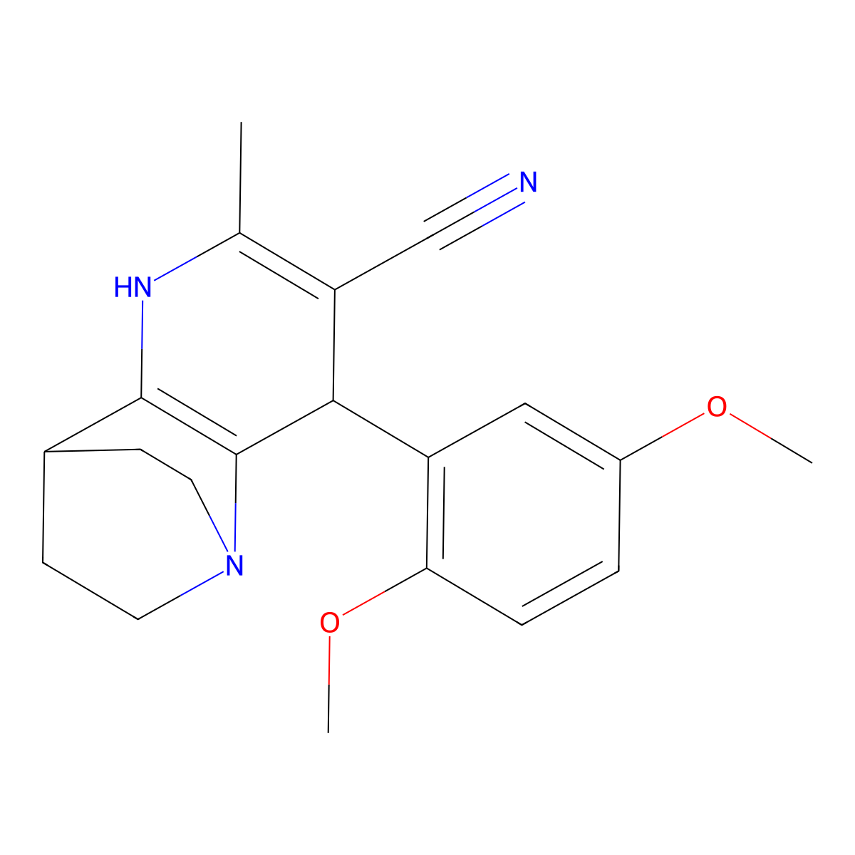 3-(2,5-Dimethoxyphenyl)-5-methyl-1,6-diazatricyclo[6.2.2.0^{2,7}]dodeca-2(7),4-diene-4-carbonitrile molecular structure, CAS 860644-72-0