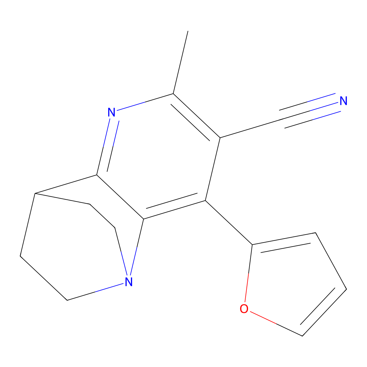 3-(Furan-2-yl)-5-methyl-1,6-diazatricyclo[6.2.2.0^{2,7}]dodeca-2(7),3,5-triene-4-carbonitrile molecular structure, CAS 860644-75-3