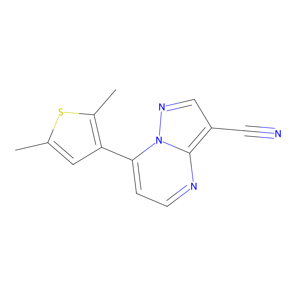 7-(2,5-Dimethyl-3-thienyl)pyrazolo[1,5-a]pyrimidine-3-carbonitrile molecular structure, CAS 860648-52-8