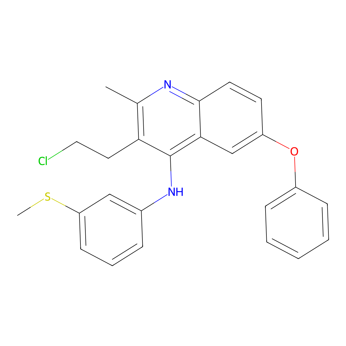 3-(2-chloroethyl)-2-methyl-N-[3-(methylsulfanyl)phenyl]-6-phenoxy-4-quinolinamine molecular structure, CAS 860648-53-9