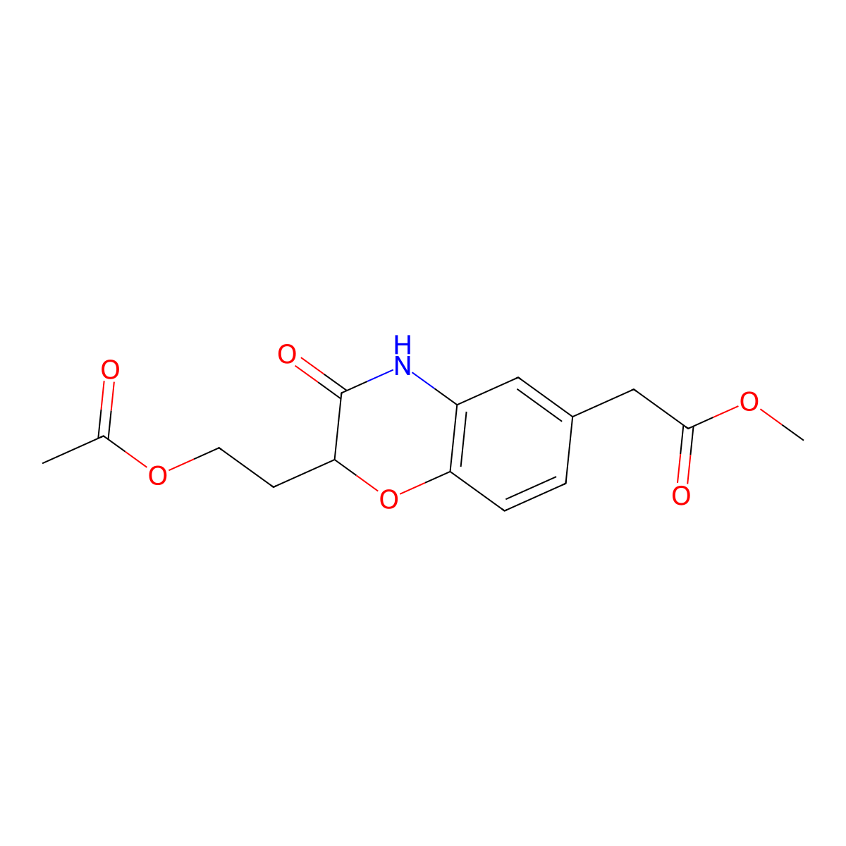 methyl 2-{2-[2-(acetyloxy)ethyl]-3-oxo-3,4-dihydro-2H-1,4-benzoxazin-6-yl}acetate molecular structure, CAS 860648-55-1