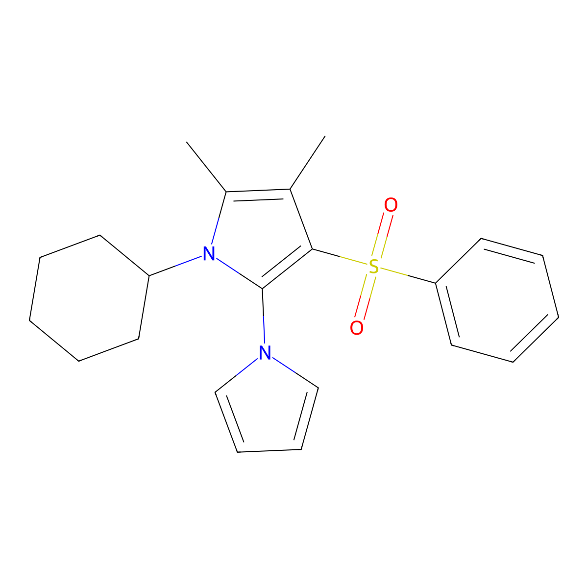 4-(Benzenesulfonyl)-1-cyclohexyl-2,3-dimethyl-5-pyrrol-1-ylpyrrole molecular structure, CAS 860648-58-4