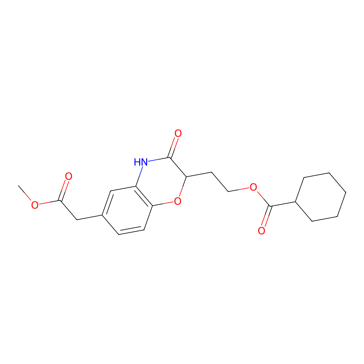 2-[6-(2-methoxy-2-oxoethyl)-3-oxo-3,4-dihydro-2H-1,4-benzoxazin-2-yl]ethyl cyclohexanecarboxylate molecular structure, CAS 860648-61-9