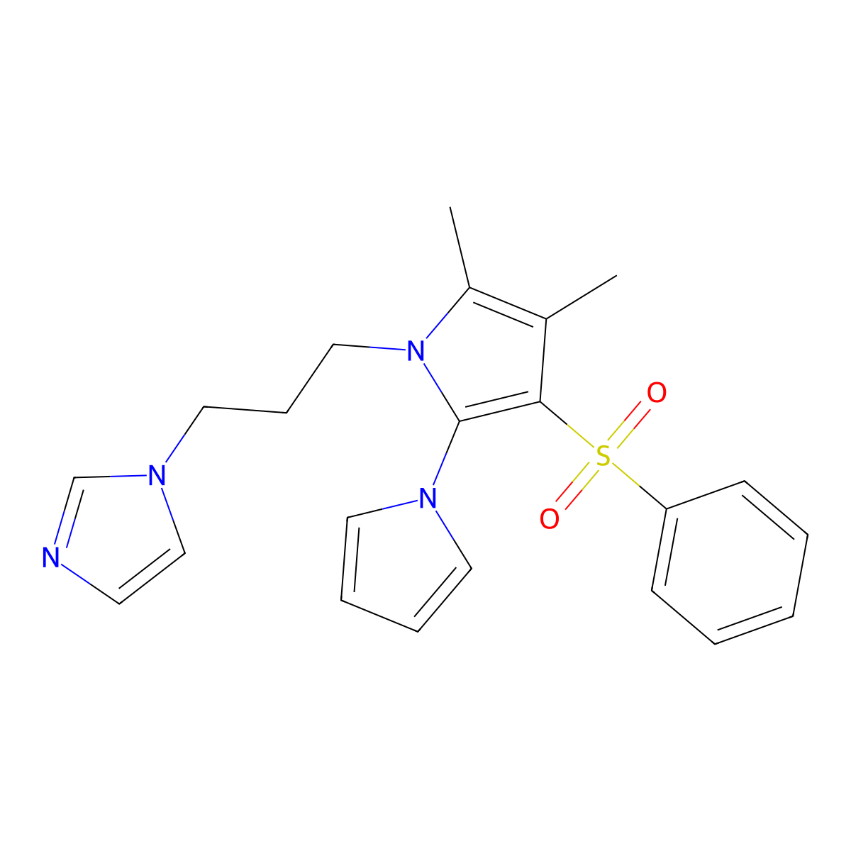 1-[3-[4-(Benzenesulfonyl)-2,3-dimethyl-5-pyrrol-1-ylpyrrol-1-yl]propyl]imidazole molecular structure, CAS 860648-67-5