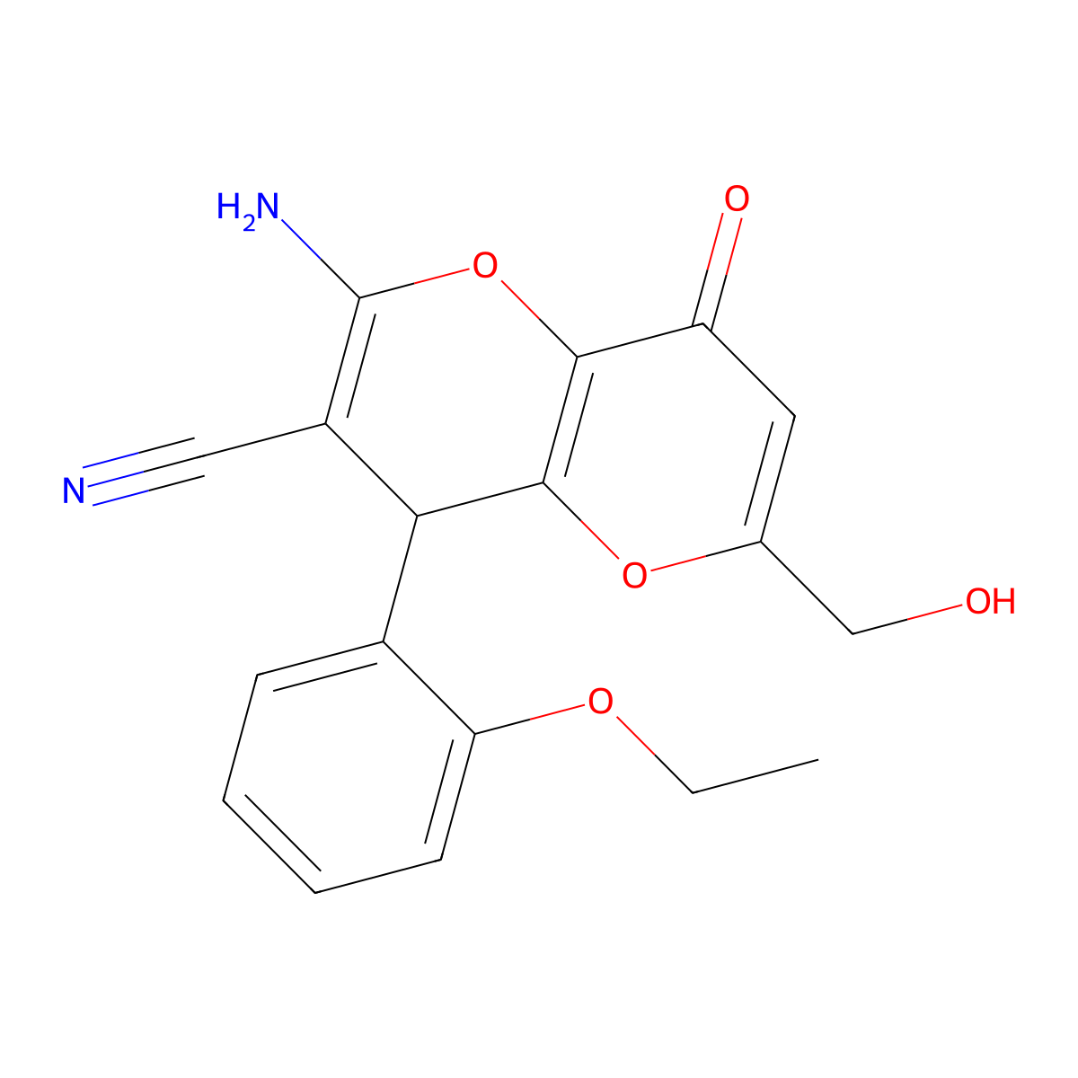 2-Amino-4-(2-ethoxyphenyl)-6-(hydroxymethyl)-8-oxo-4,8-dihydropyrano[3,2-b]pyran-3-carbonitrile molecular structure, CAS 860648-69-7