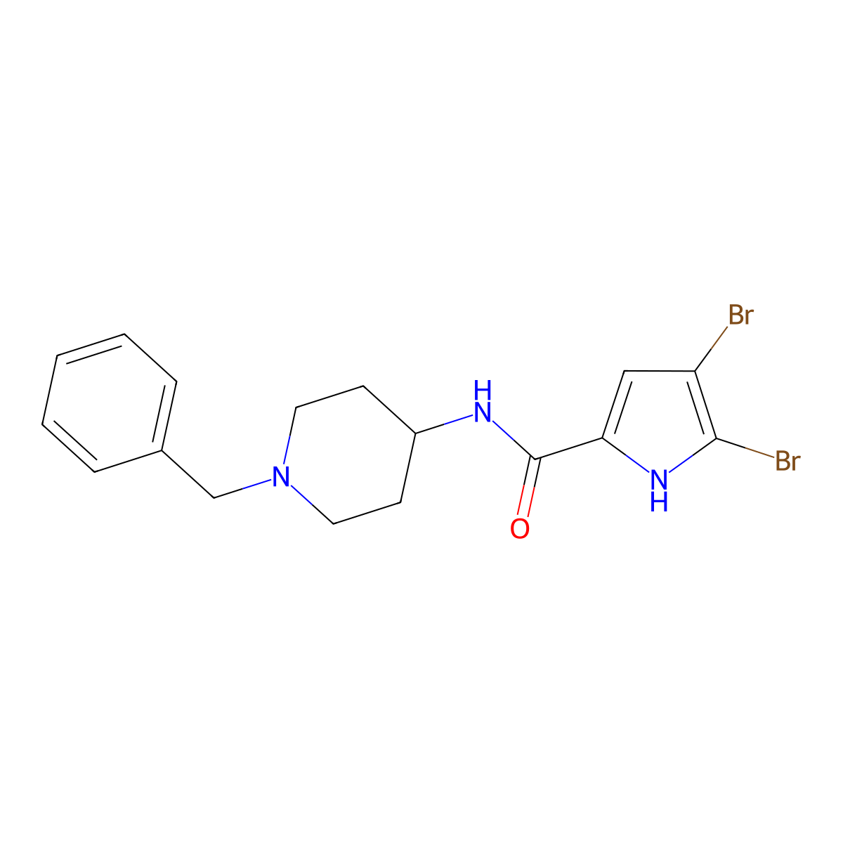 N-(1-benzylpiperidin-4-yl)-4,5-dibromo-1H-pyrrole-2-carboxamide molecular structure, CAS 860648-79-9