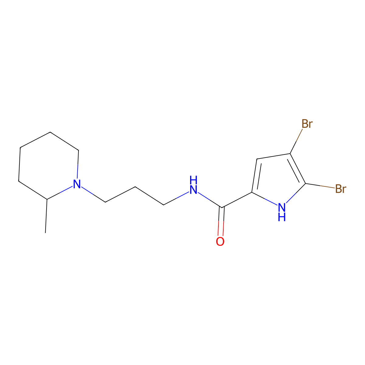 4,5-dibromo-N-[3-(2-methylpiperidin-1-yl)propyl]-1H-pyrrole-2-carboxamide molecular structure, CAS 860648-82-4