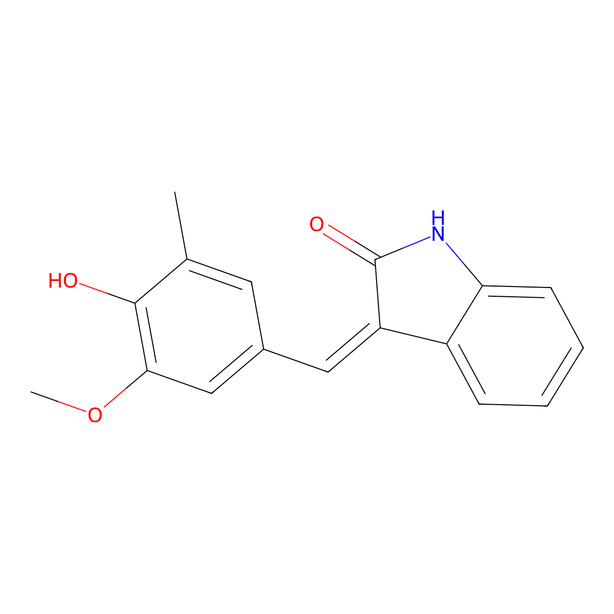 3-[(4-hydroxy-3-methoxy-5-methylphenyl)methylene]-1,3-dihydro-2H-indol-2-one molecular structure, CAS 860648-89-1