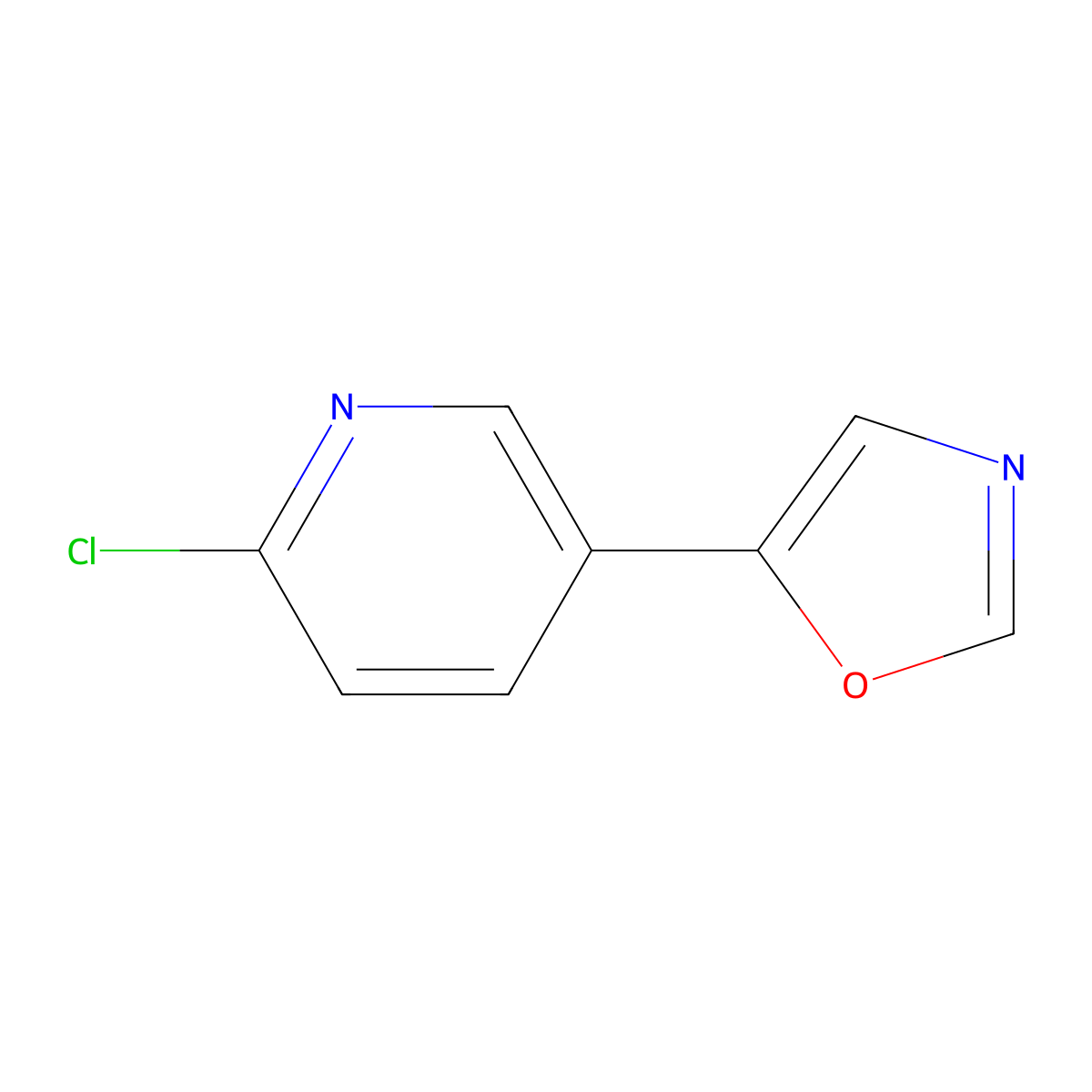 2-Chloro-5-(5-oxazolyl)pyridine molecular structure, CAS 860648-90-4