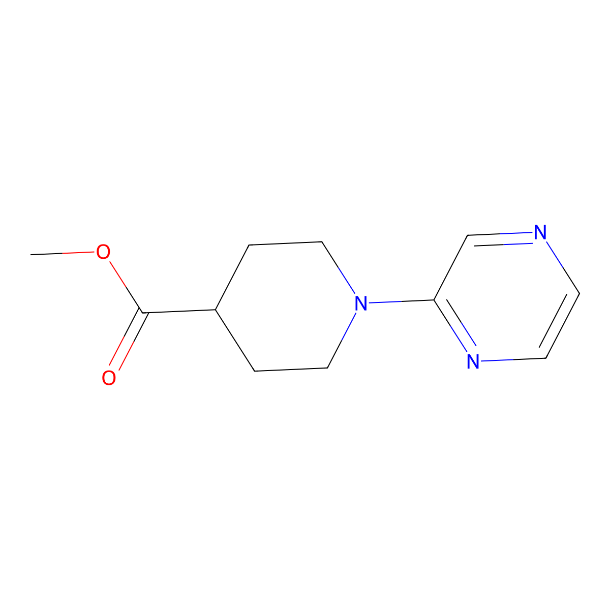 Methyl 1-(2-pyrazinyl)-4-piperidinecarboxylate molecular structure, CAS 860648-97-1