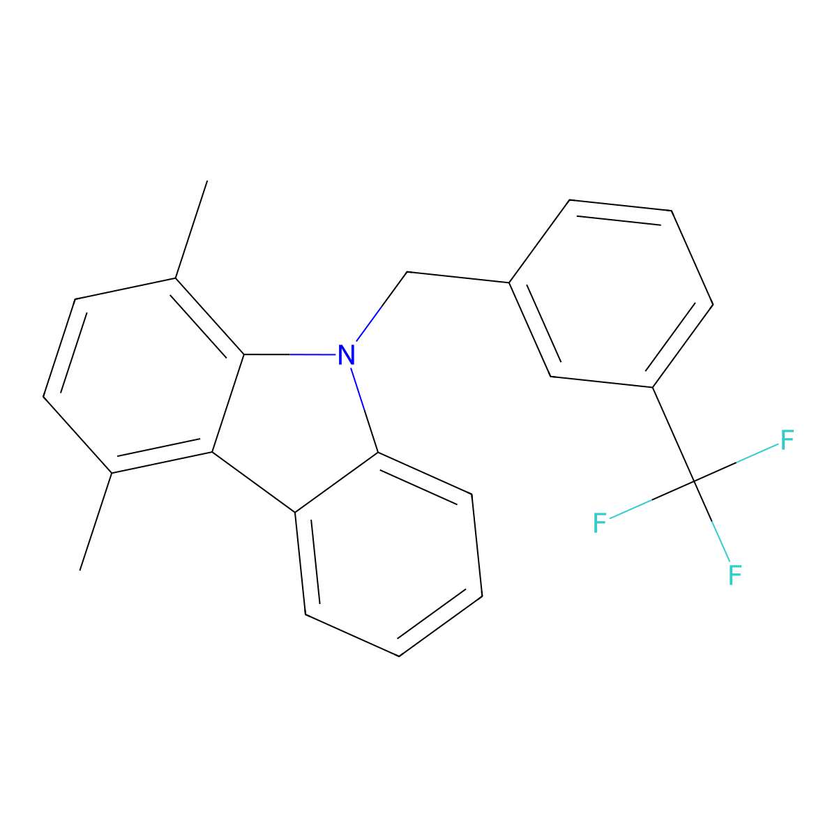 1,4-dimethyl-9-[3-(trifluoromethyl)benzyl]-9H-carbazole molecular structure, CAS 860648-99-3
