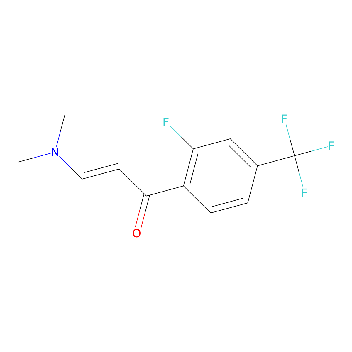 (E)-3-(dimethylamino)-1-[2-fluoro-4-(trifluoromethyl)phenyl]-2-propen-1-one molecular structure, CAS 860649-00-9