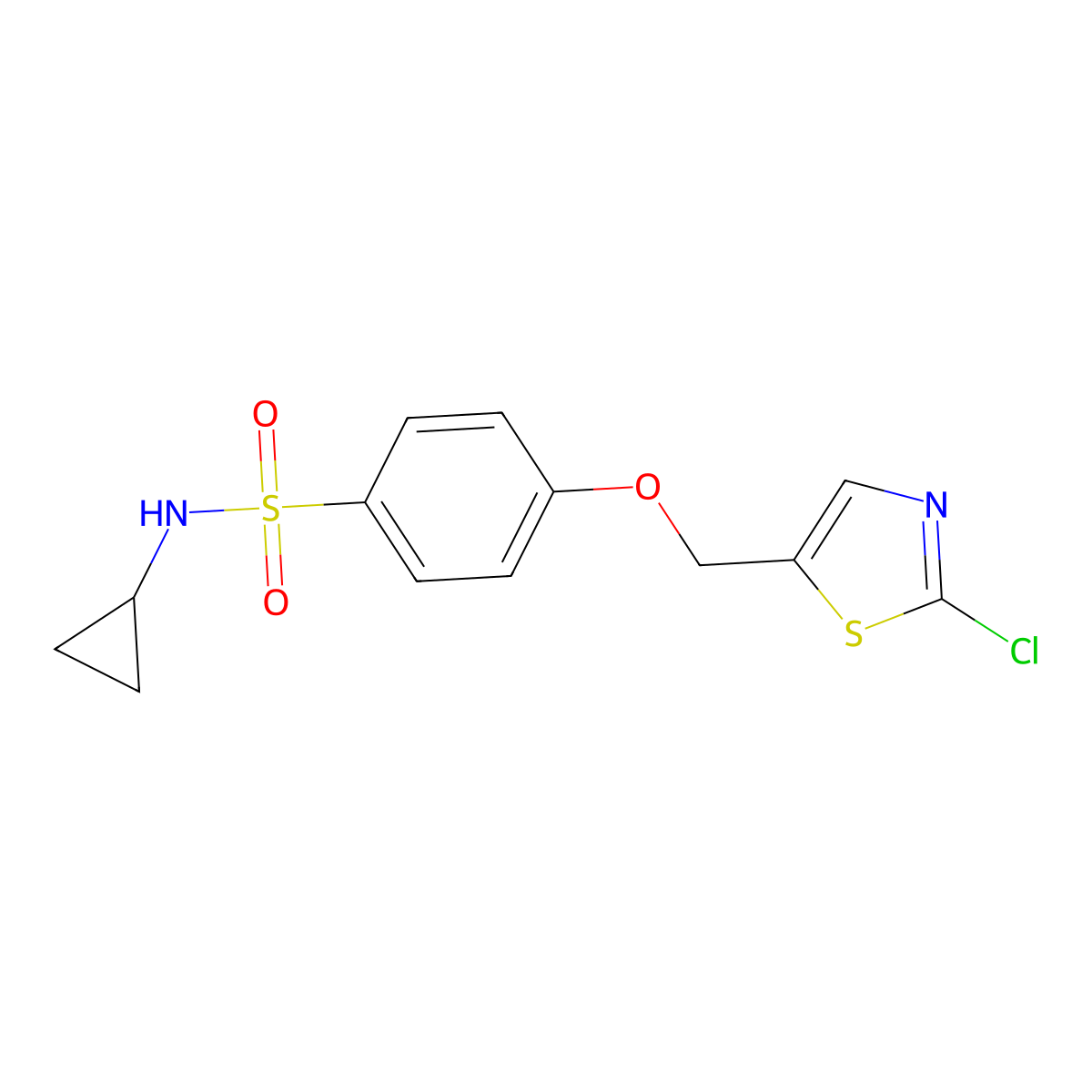 4-[(2-chloro-1,3-thiazol-5-yl)methoxy]-N-cyclopropylbenzenesulfonamide molecular structure, CAS 860649-02-1