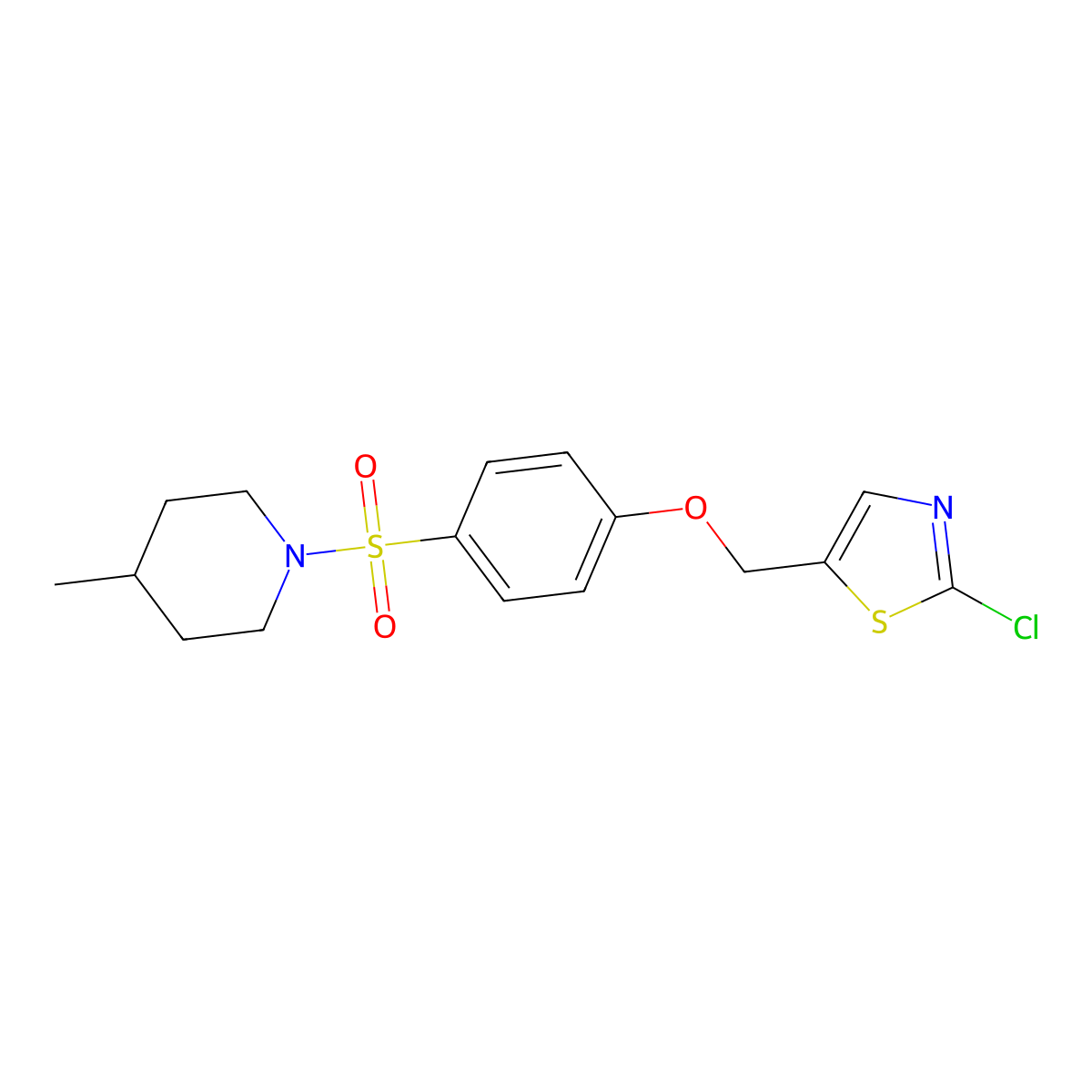 (2-Chloro-1,3-thiazol-5-yl)methyl 4-[(4-methylpiperidino)sulfonyl]phenyl ether molecular structure, CAS 860649-03-2