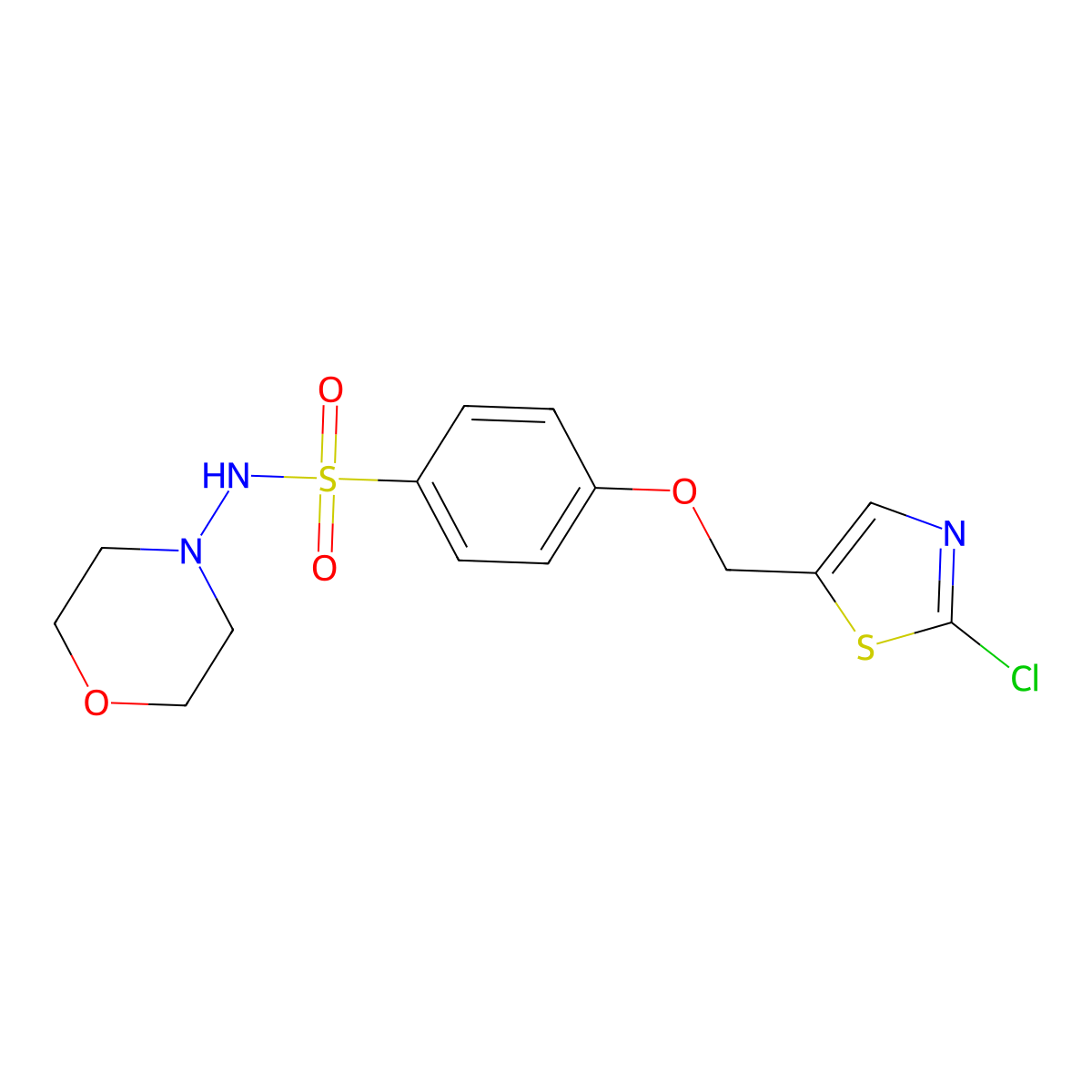4-[(2-chloro-1,3-thiazol-5-yl)methoxy]-N-morpholinobenzenesulfonamide molecular structure, CAS 860649-04-3