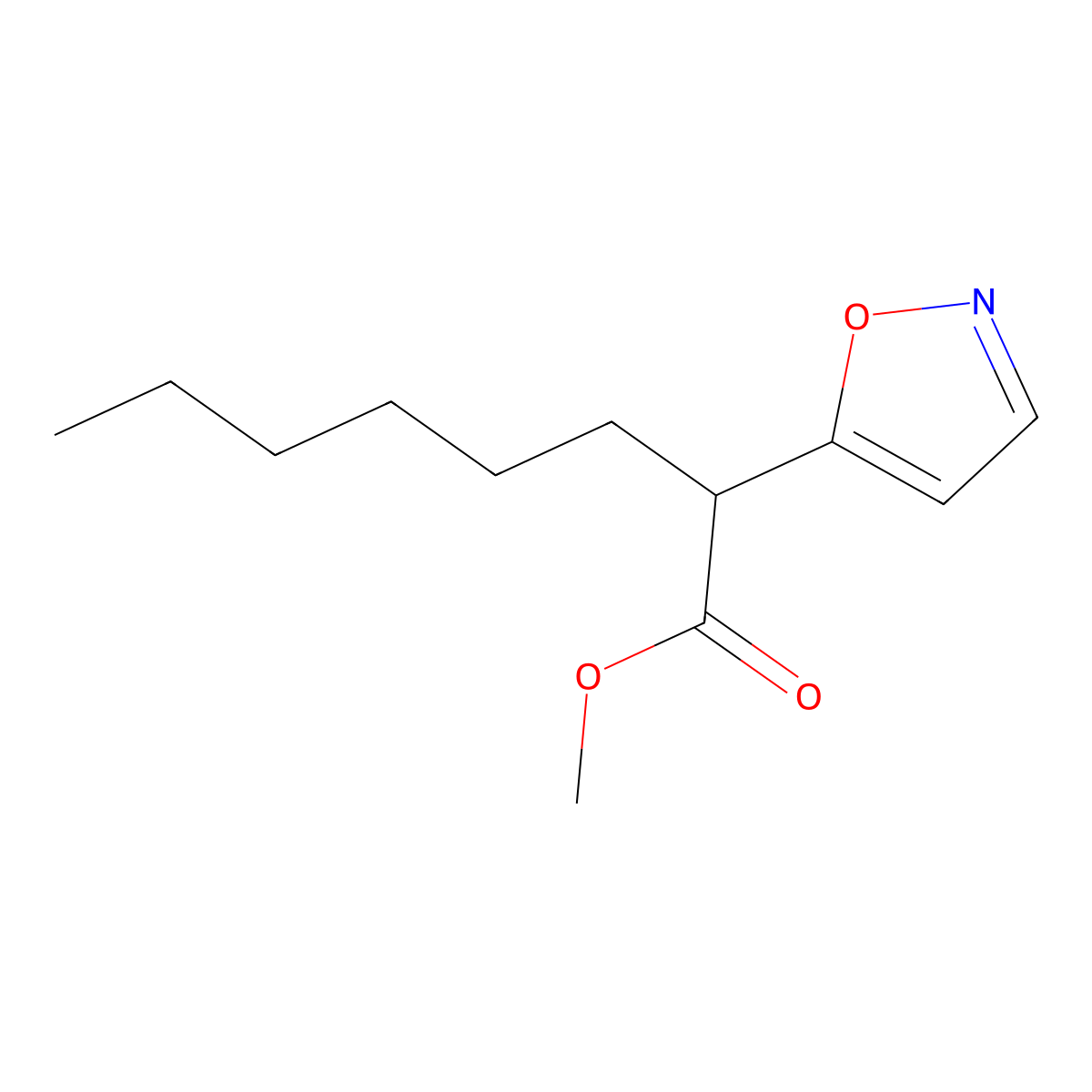 Methyl 2-(5-isoxazolyl)octanoate molecular structure, CAS 860649-05-4